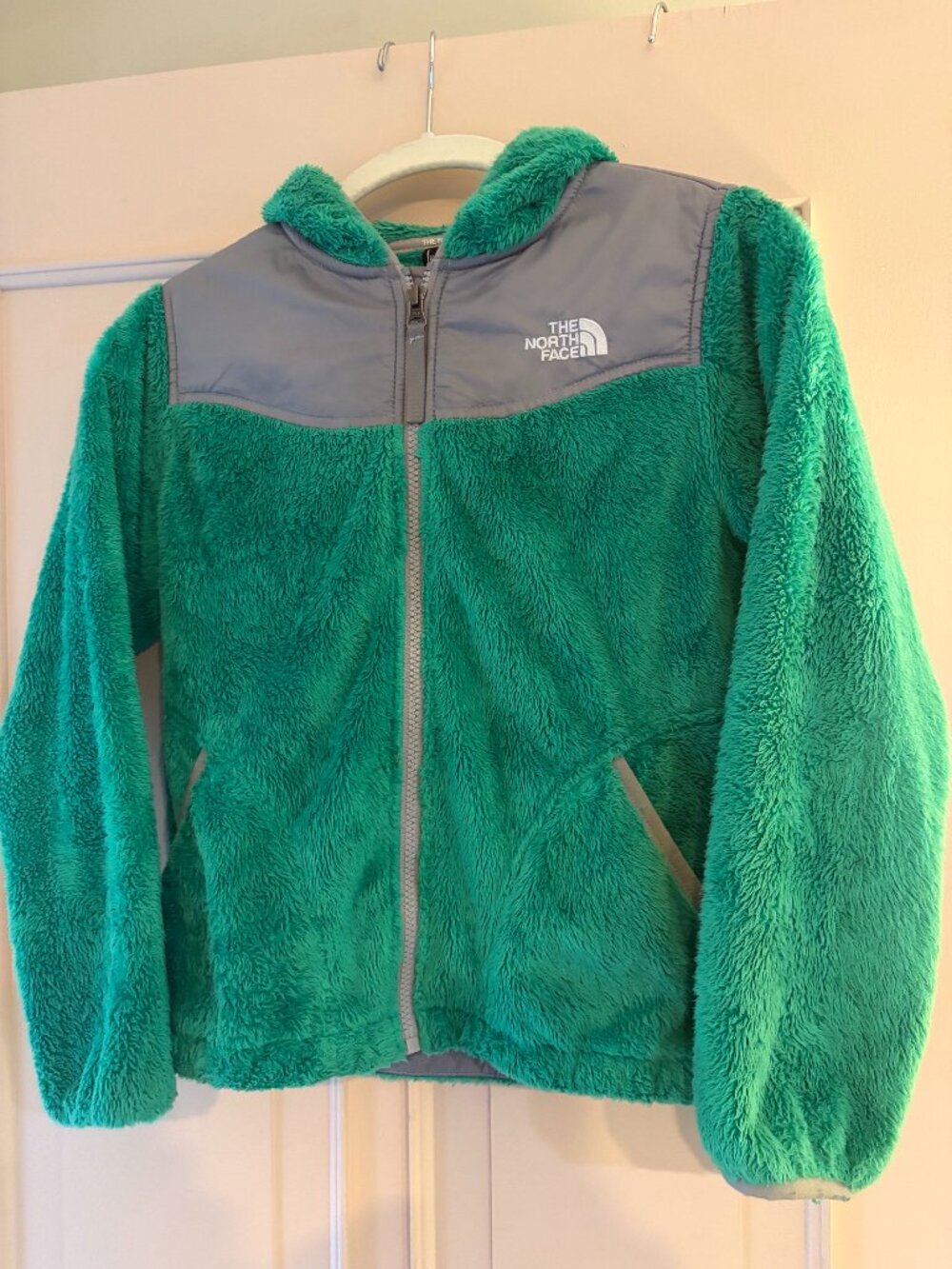 THE NORH FACE GIRLS' OSO FUZZY FLEECE HOODIE *BLARNEY GREEN* JACKET Medium 10/12
